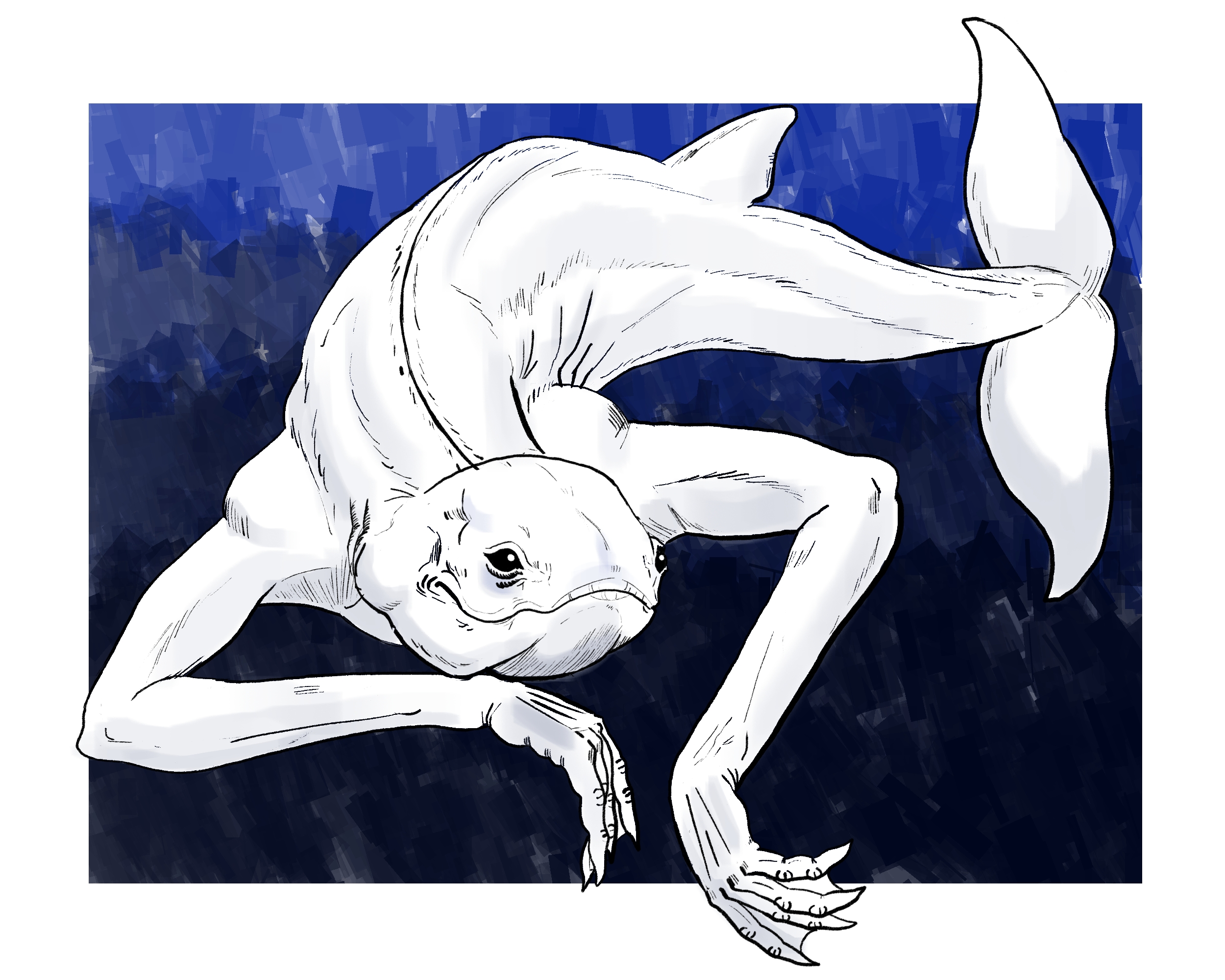 Ningen folklore illustration by WikiYisus, 2022