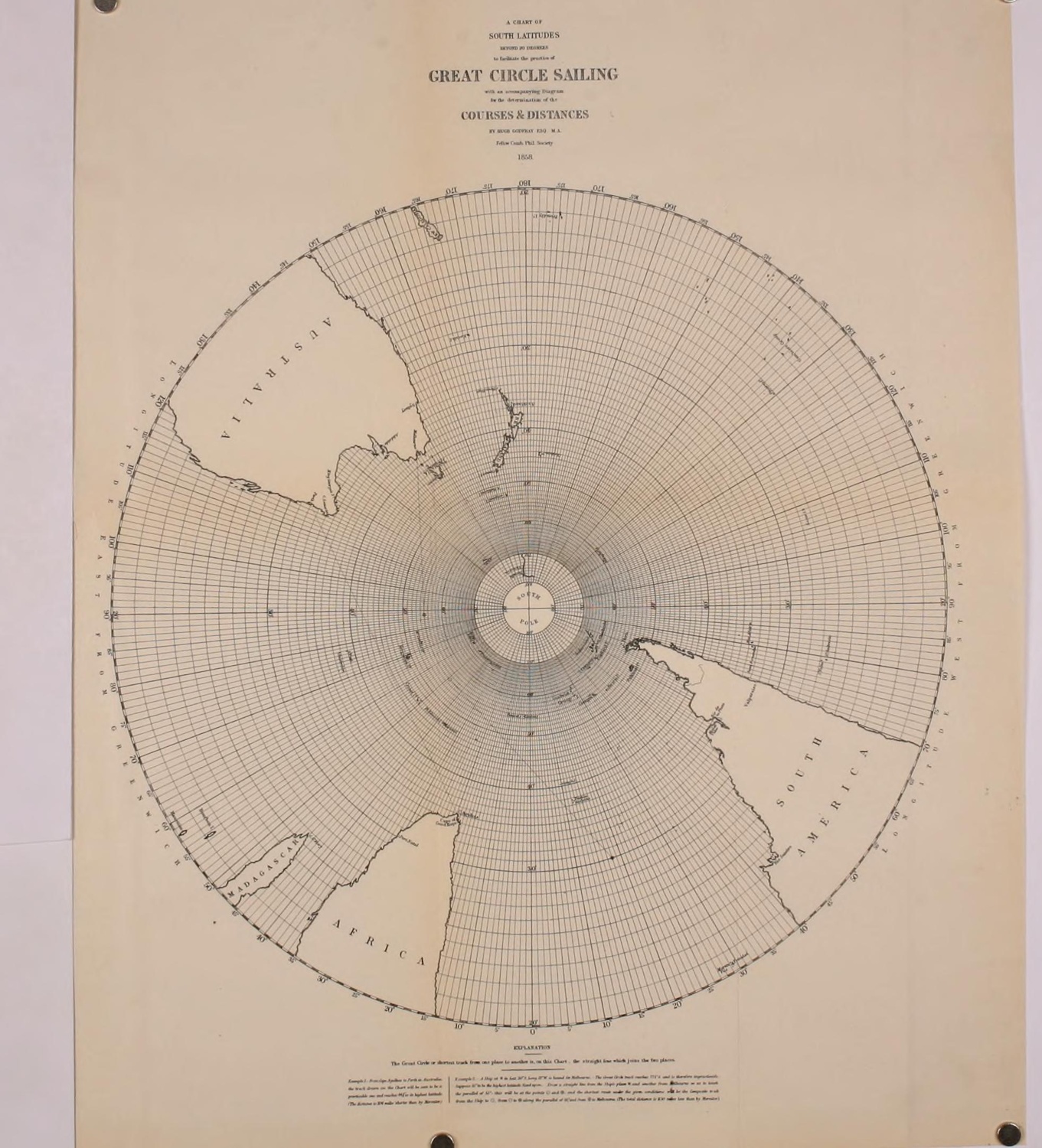 Godfray’s 1858 South Latitudes chart — historical reproduction in 1899