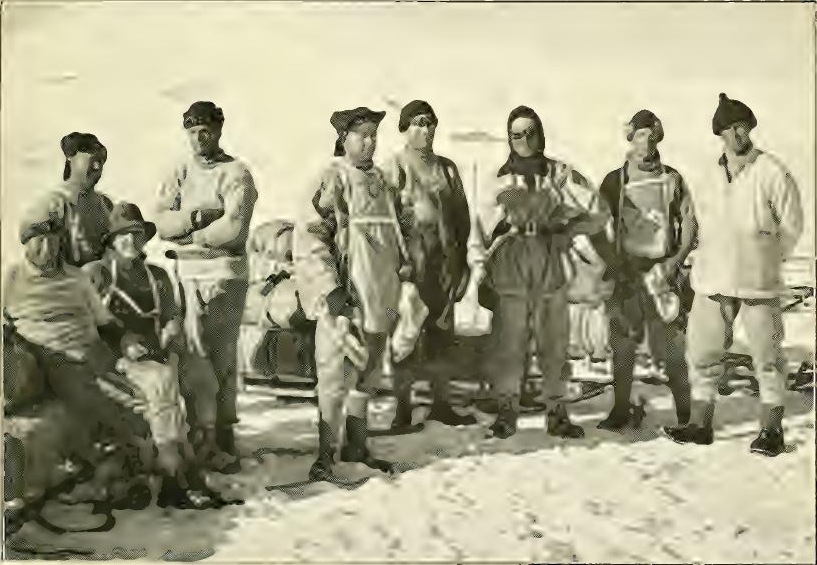 Captain Scott and the Southern Party. Mount Erebus in Background. January 26th 1911