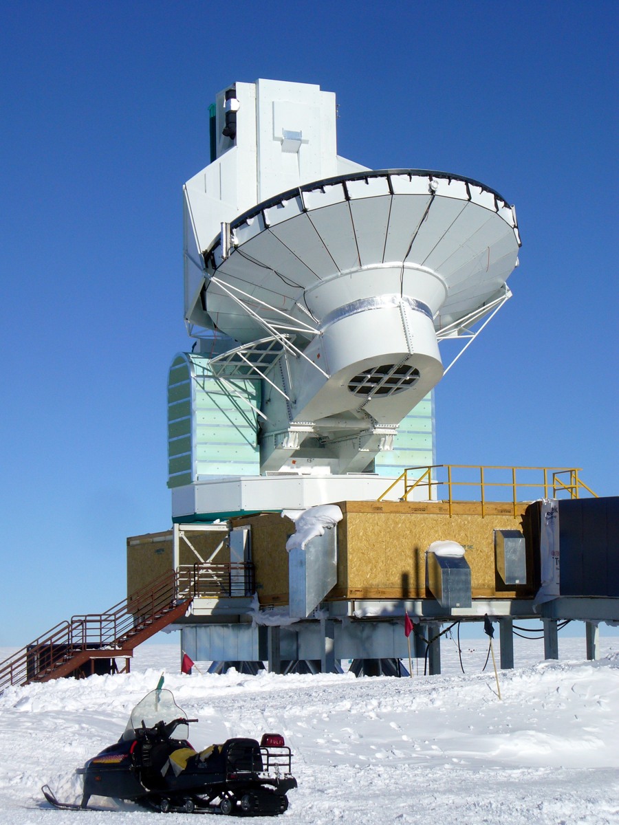 South Pole Telescope pointed at zenith for servicing