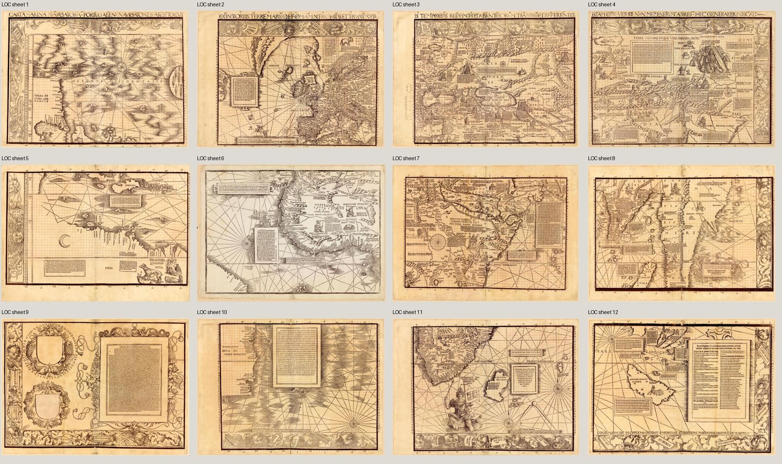 Carta marina, 1516 — twelve-sheet contact layout