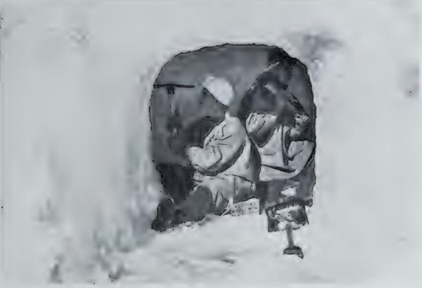 Evans and Nelson making ice-cave. Jan. 12th 1911.
