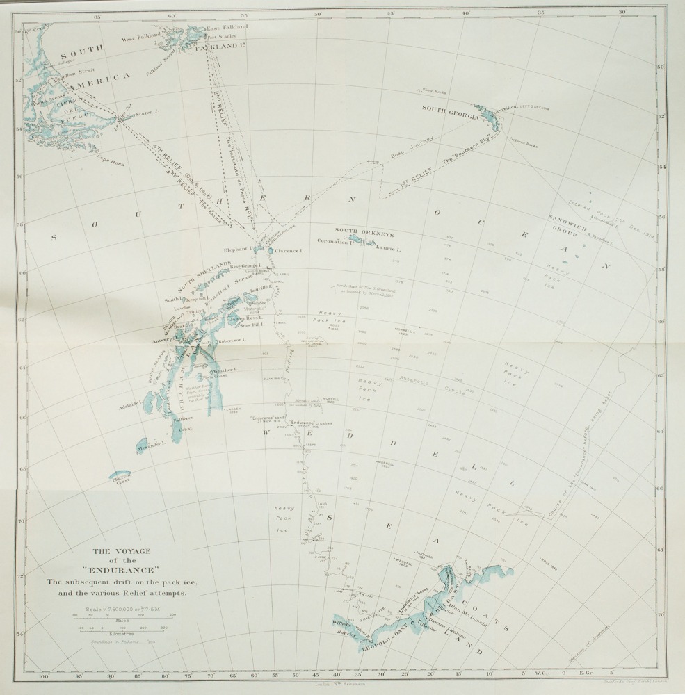 The voyage of the Endurance: related 1919 map