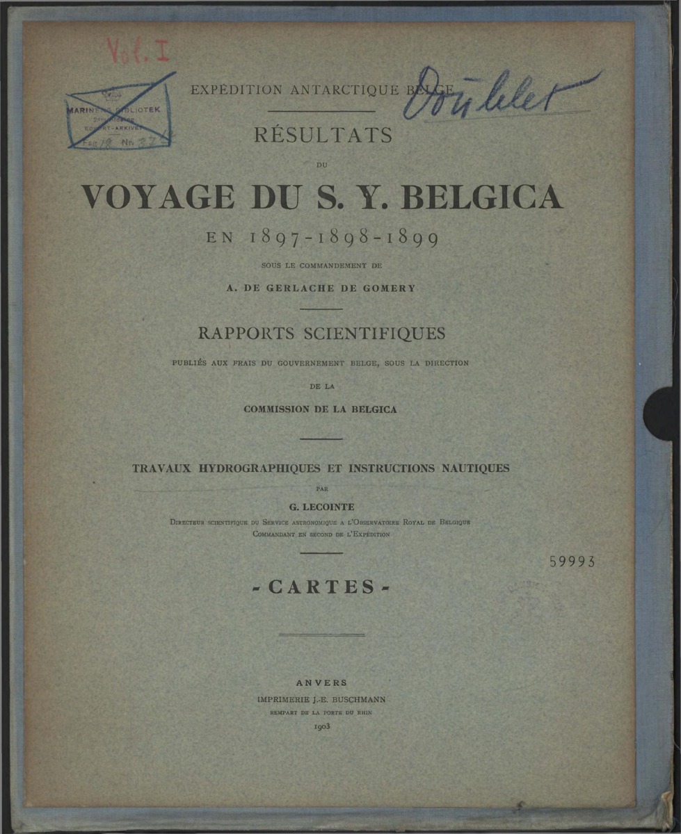 Belgica hydrographic atlas: 1903 map-appendix cover