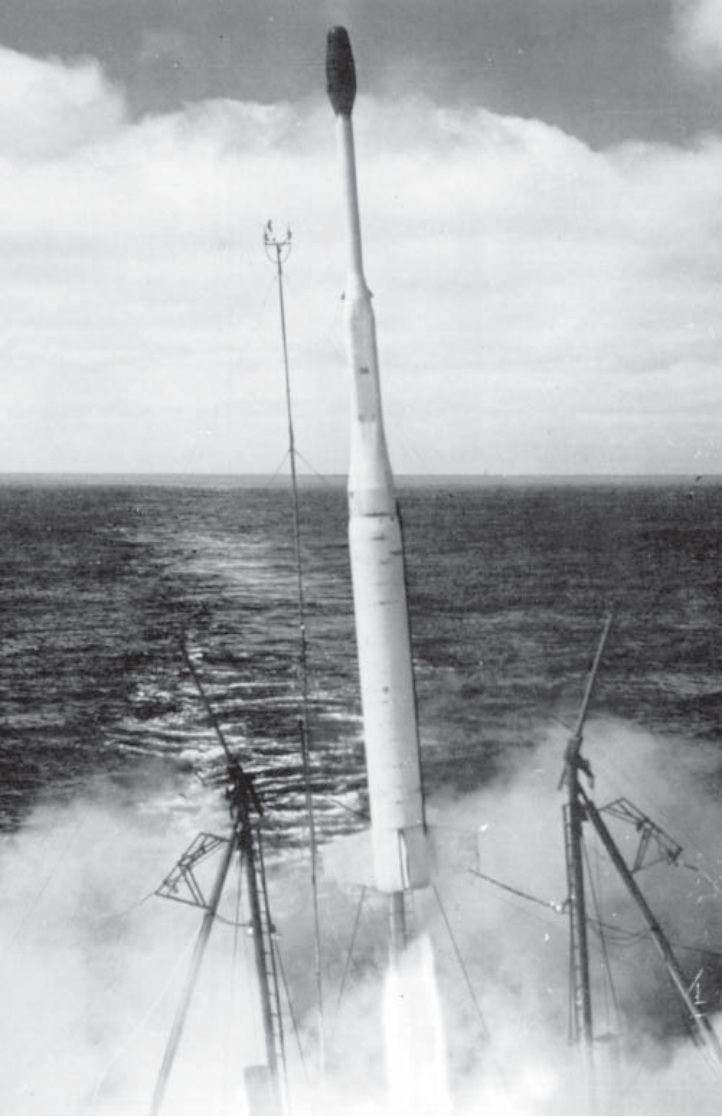 Actual missile launch from USS Norton Sound during Operation Argus