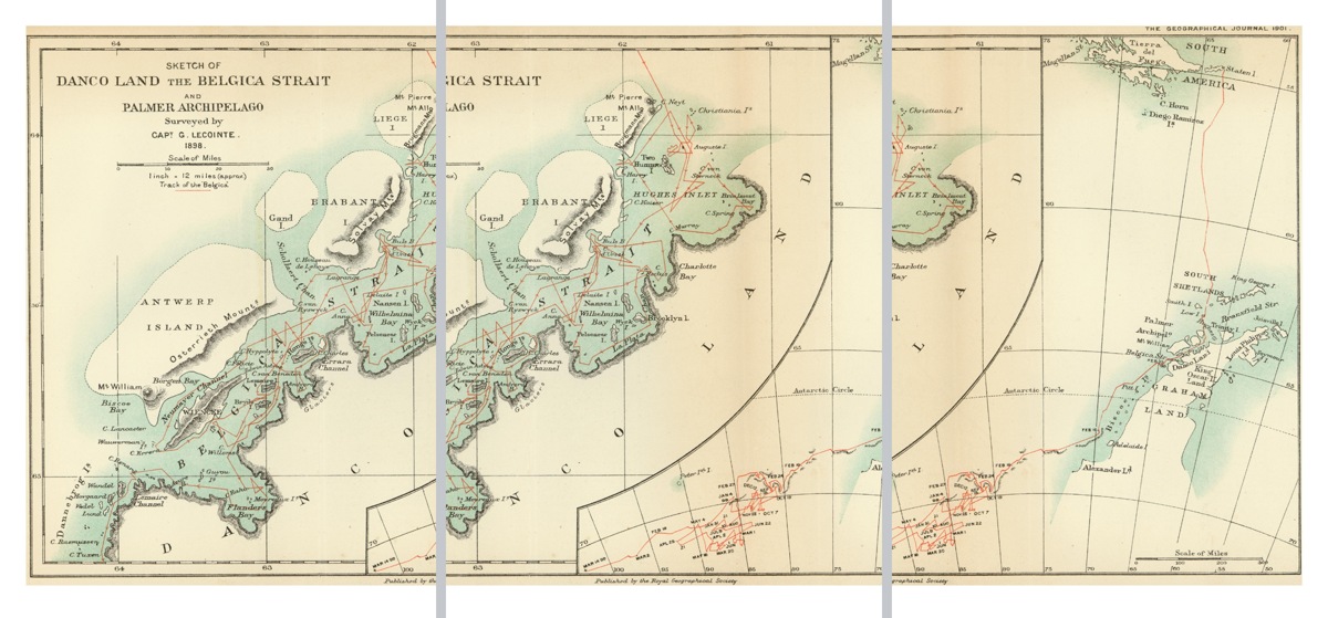 Sketch of Danco Land, the Belgica Strait and Palmer Archipelago