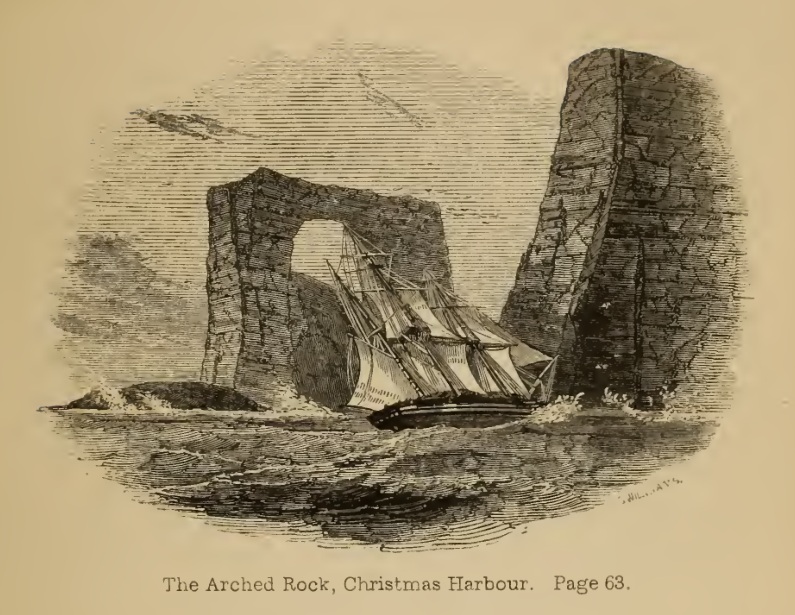 The Arched Rock, Christmas Harbour — published 1847 engraving