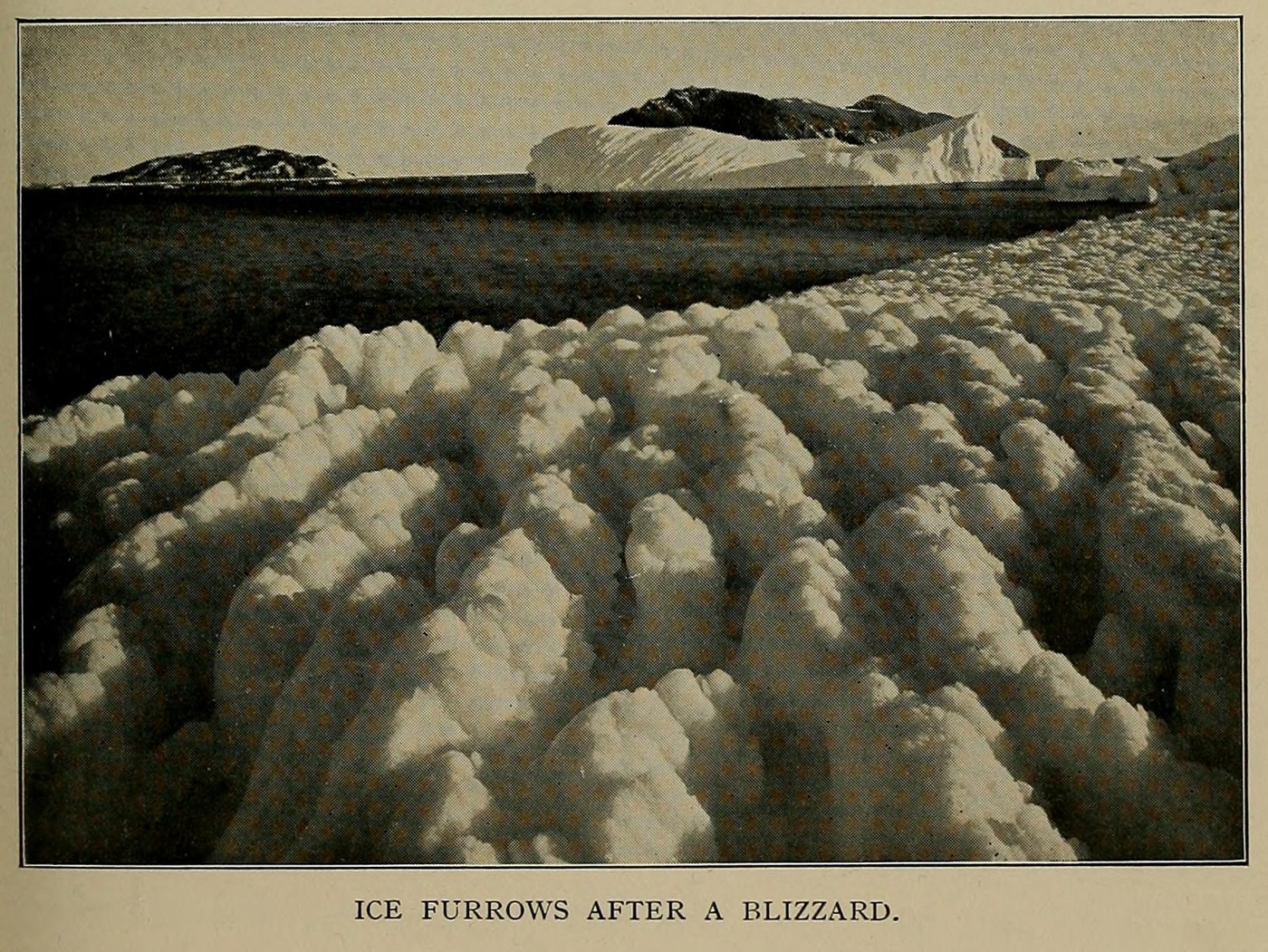 Ice furrows after a blizzard — related Cape Evans photograph