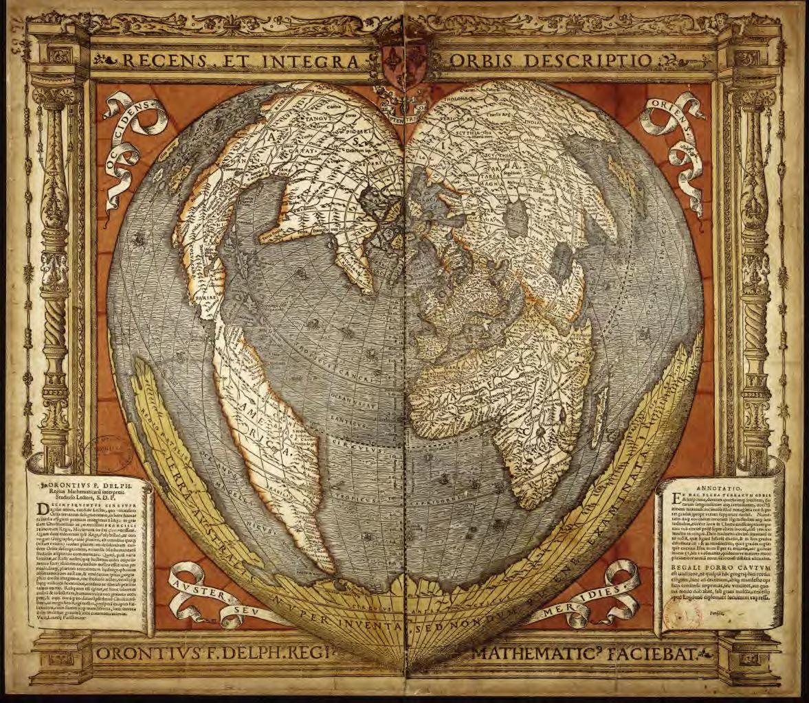 Oronce Fine world map,1534 — actual archival image