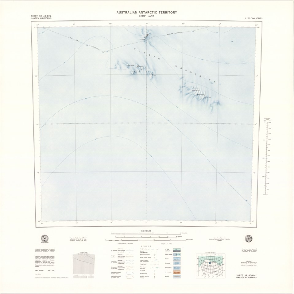 Sheet SR 40-41/2 Hansen Mountains, Kemp Land, Australian Antarctic Territory [SR 39-40/4] — actual institutional image